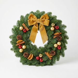 Guirlanda Decorada 40cm com Laço Dourado